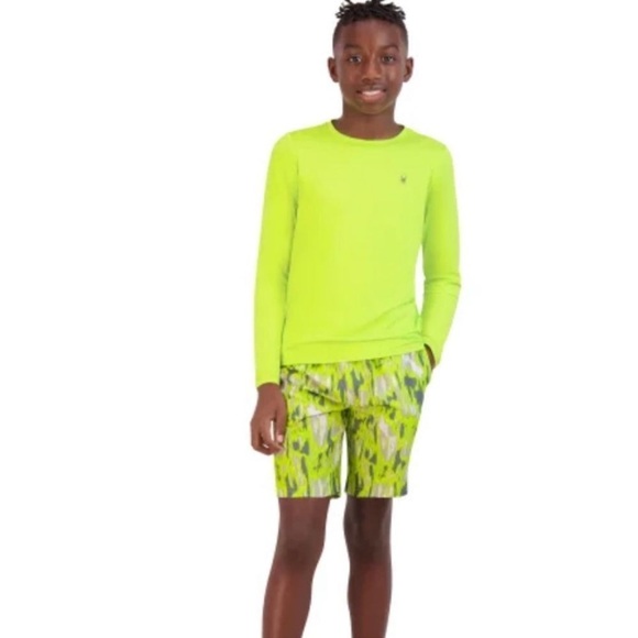 Spyder Youth Bright Green 2-piece Swim Set/ Rash Guard and Shorts | NEW/NWT!!🌊 - Picture 1 of 9